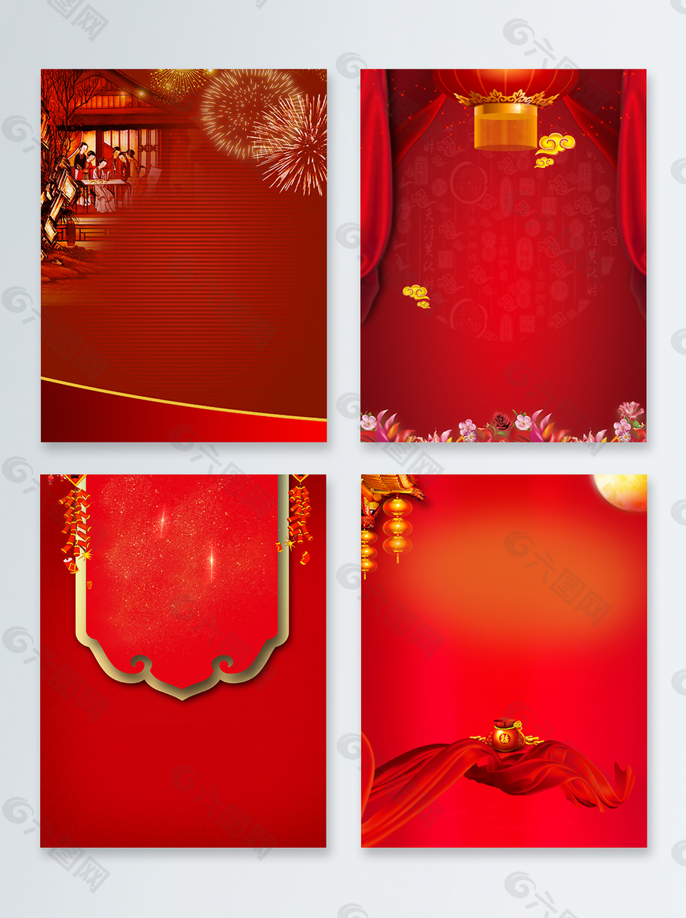 红色新年中国海报背景
