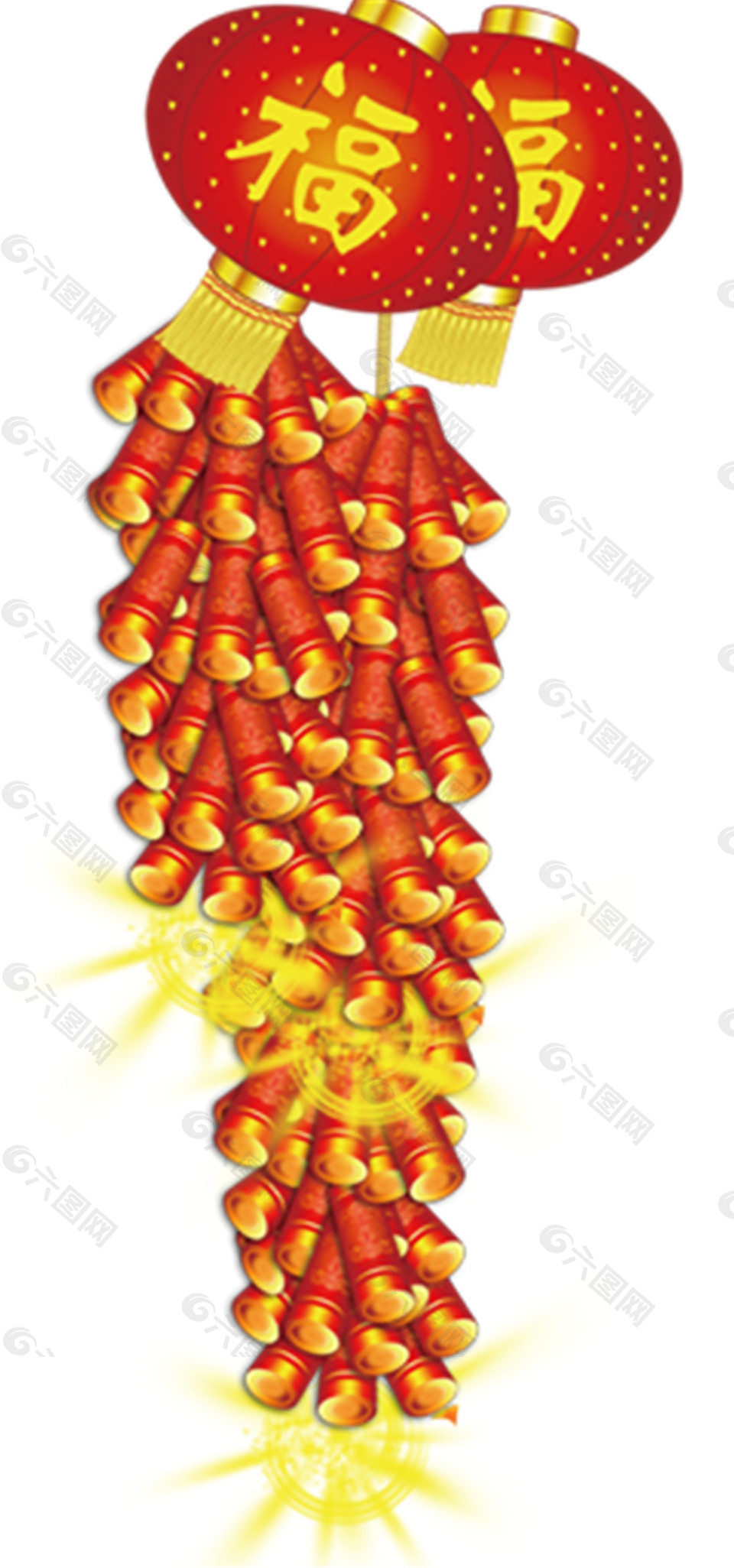 欢乐新春灯笼鞭炮节日元素