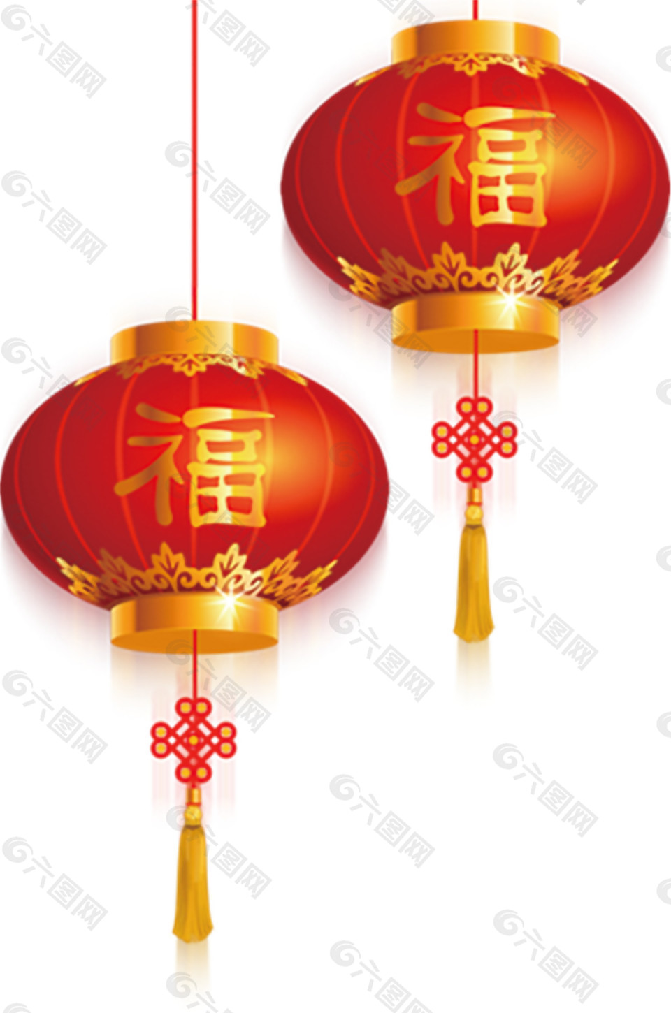 喜庆新年福字中国结灯笼元素
