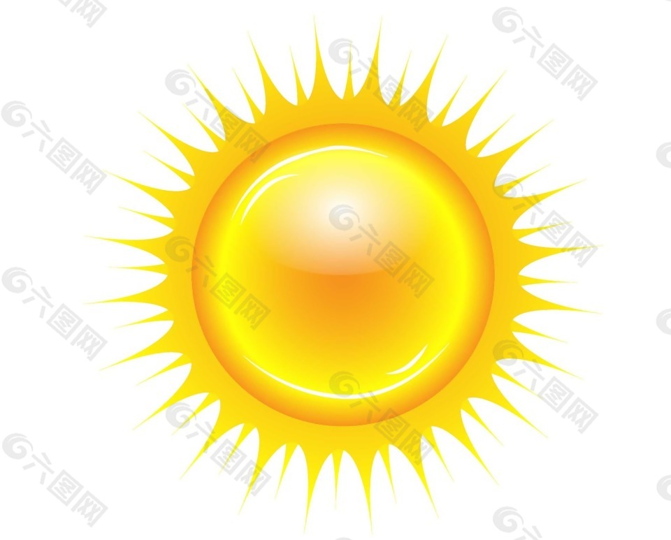 卡通金黄色太阳png元素