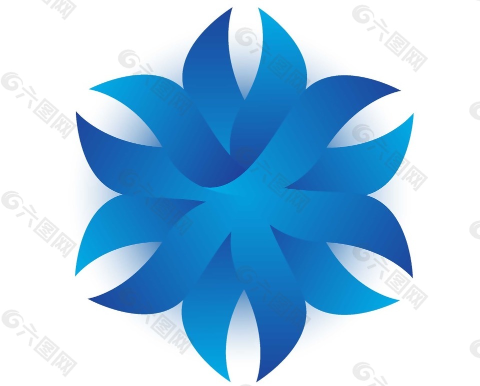 蓝色装饰花朵png元素