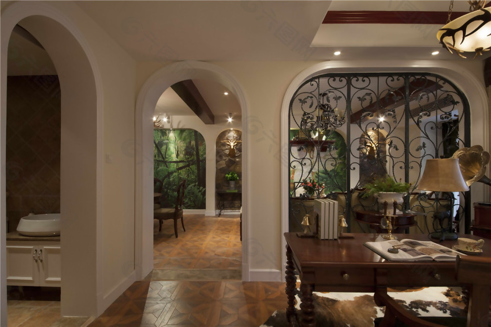 餐厅与客厅拱门效果图图片