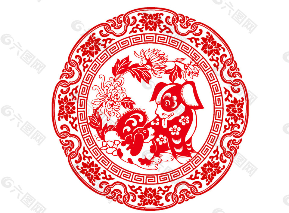 2018狗年花边剪纸图案