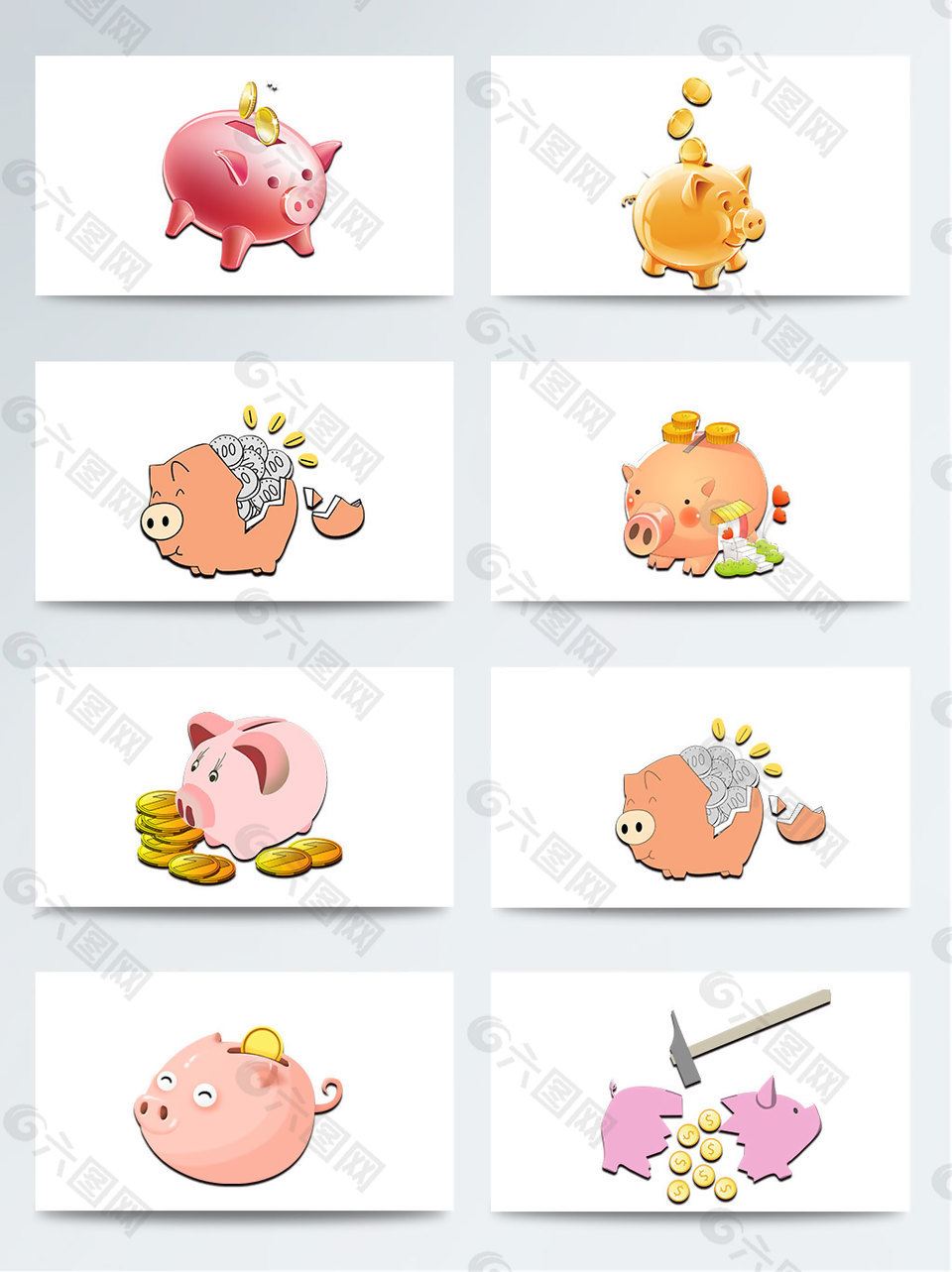 卡通猪仔存钱罐PNG图案