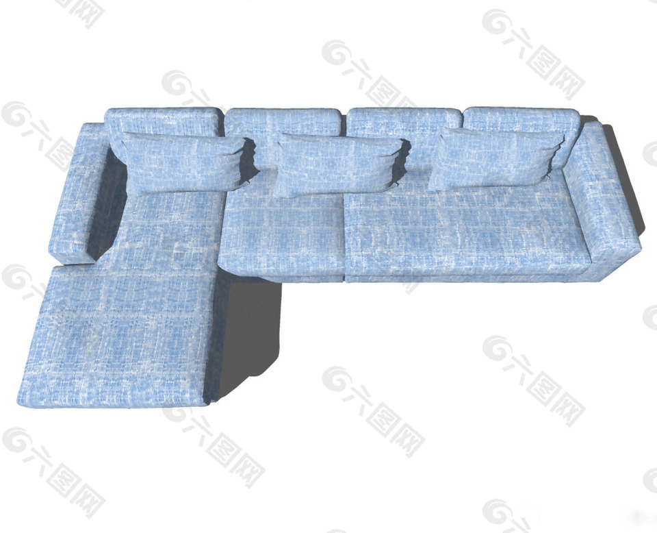 浅蓝色沙发su模型综合效果图