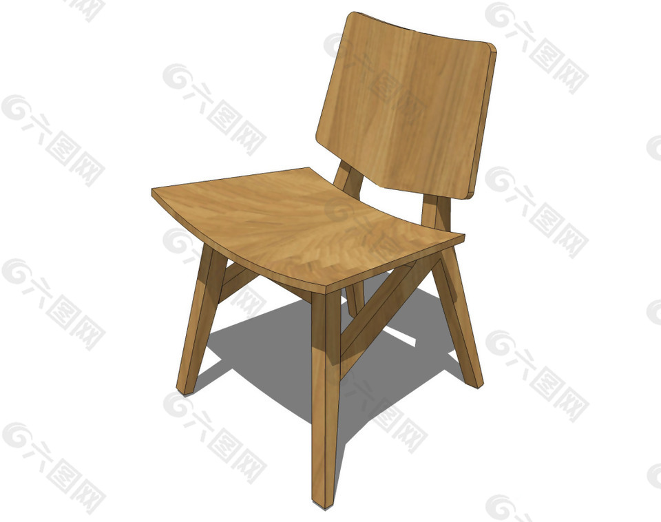 棕色家具椅子su模型效果图
