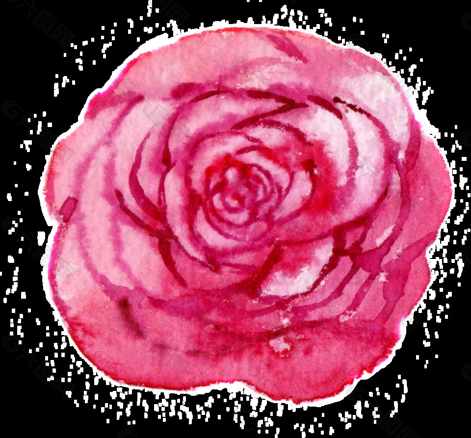 手绘一朵玫瑰花png透明素材