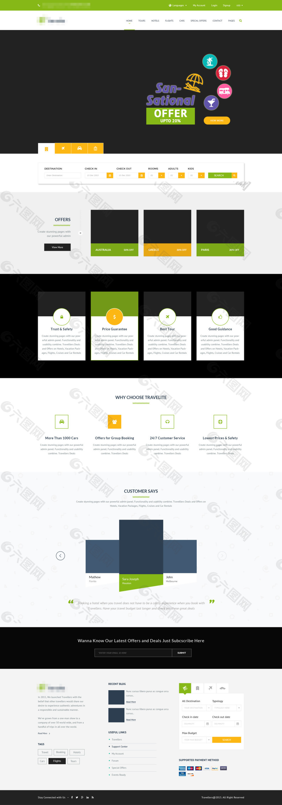 绿色精美的企业酒店网站界面模板