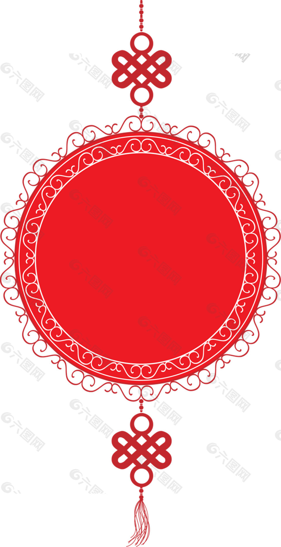 红色圆盘喜庆双头中国结元素