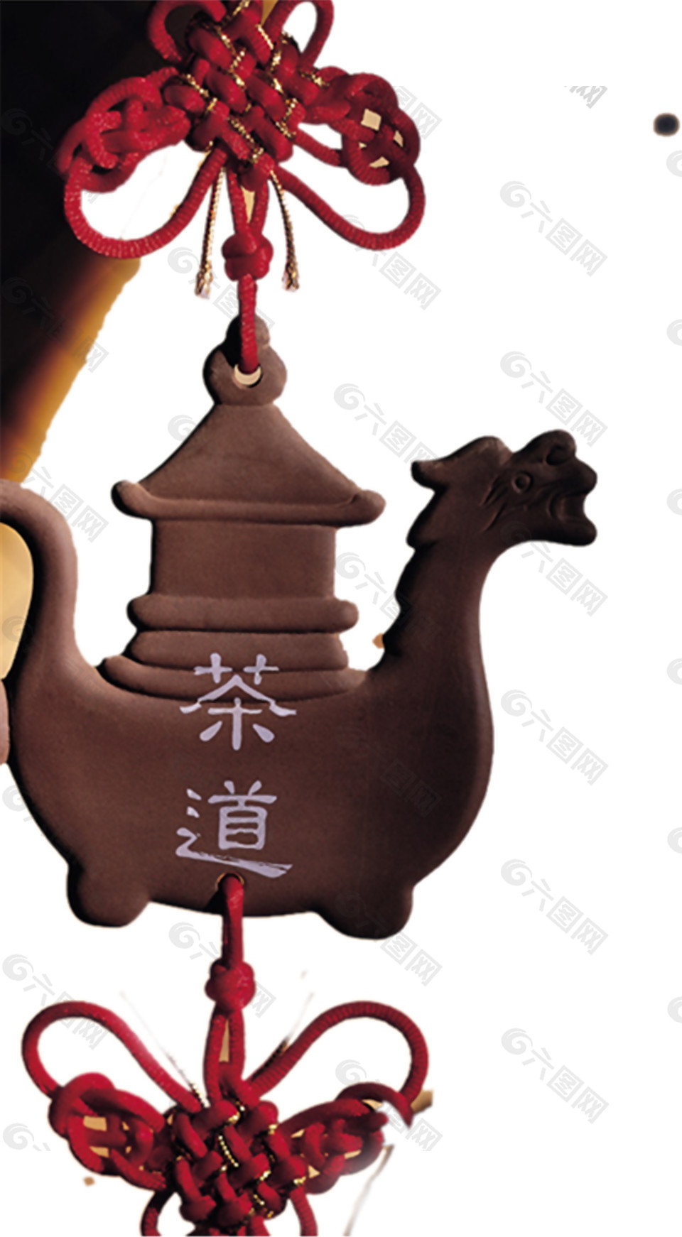特色茶道木雕中国结元素挂饰