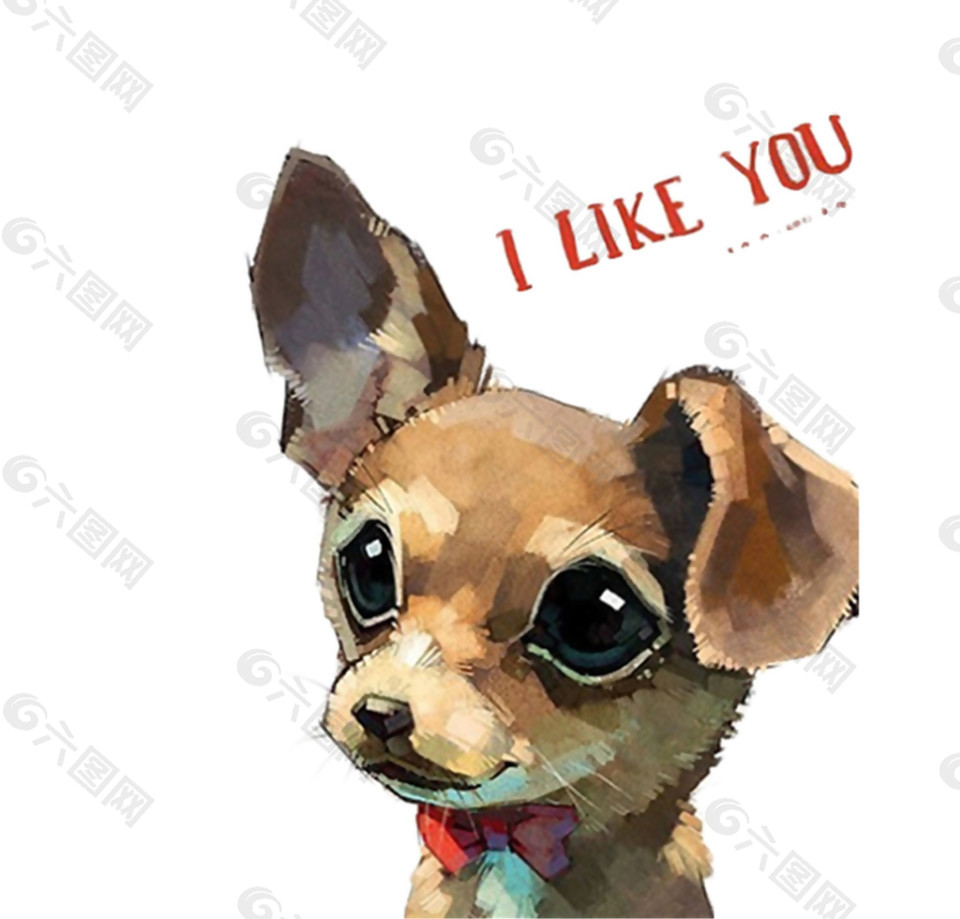 清新可爱褐色小狗卡通手绘装饰元素