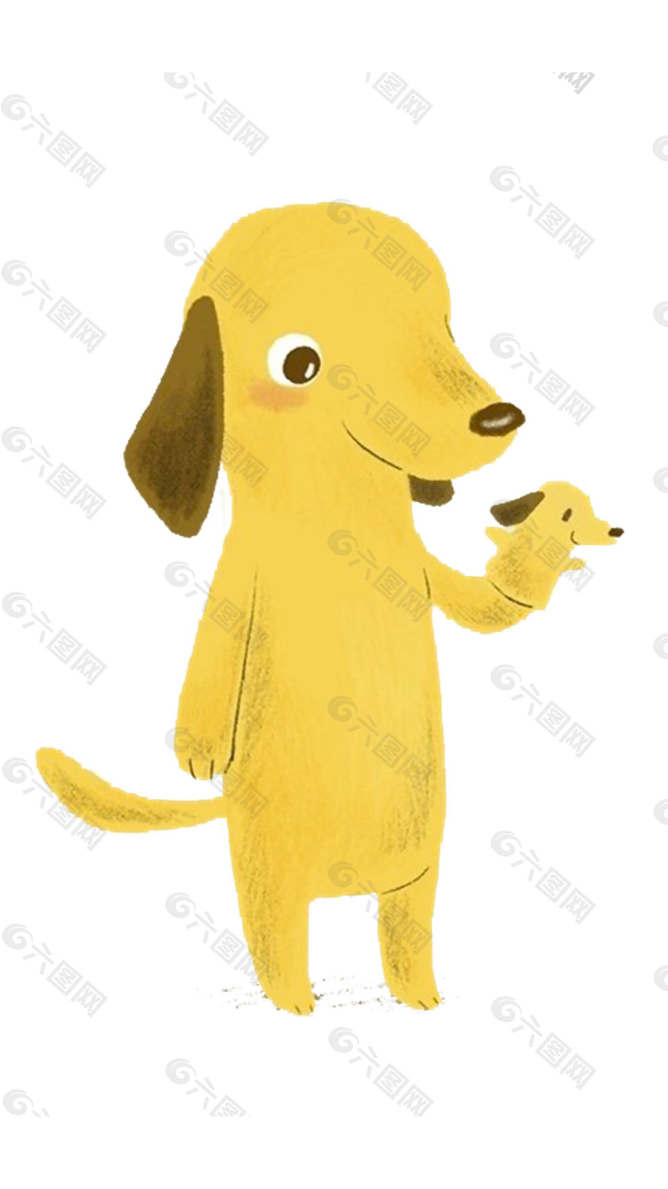可爱淡黄色小狗卡通手绘装饰艺术