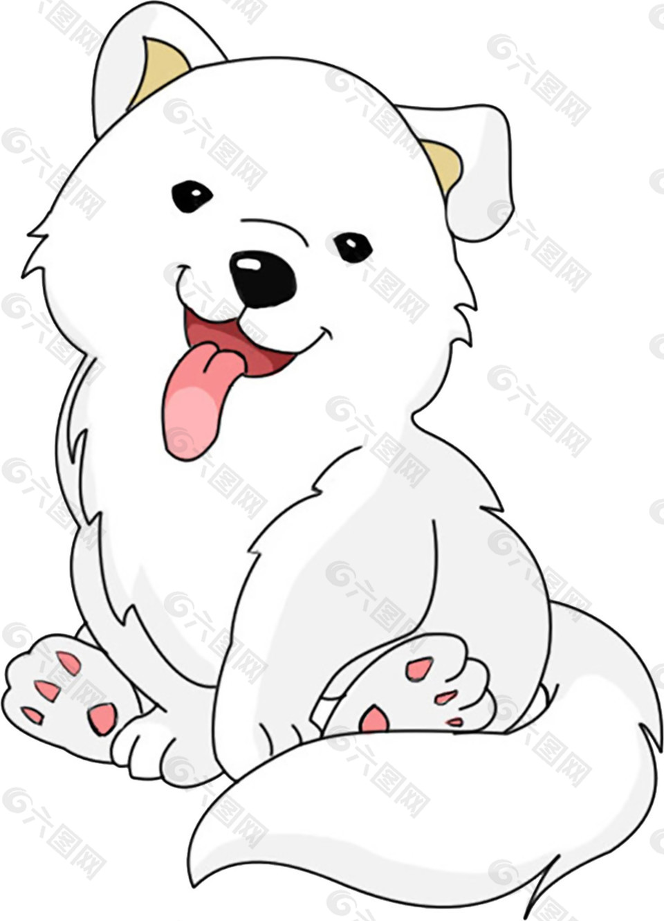 可爱白色小狗卡通手绘装饰元素