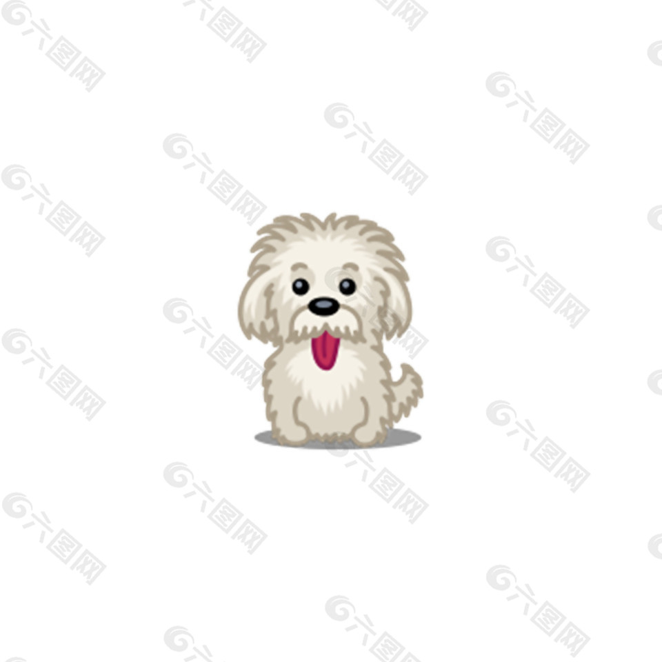 软萌白色宠物狗卡通手绘装饰元素
