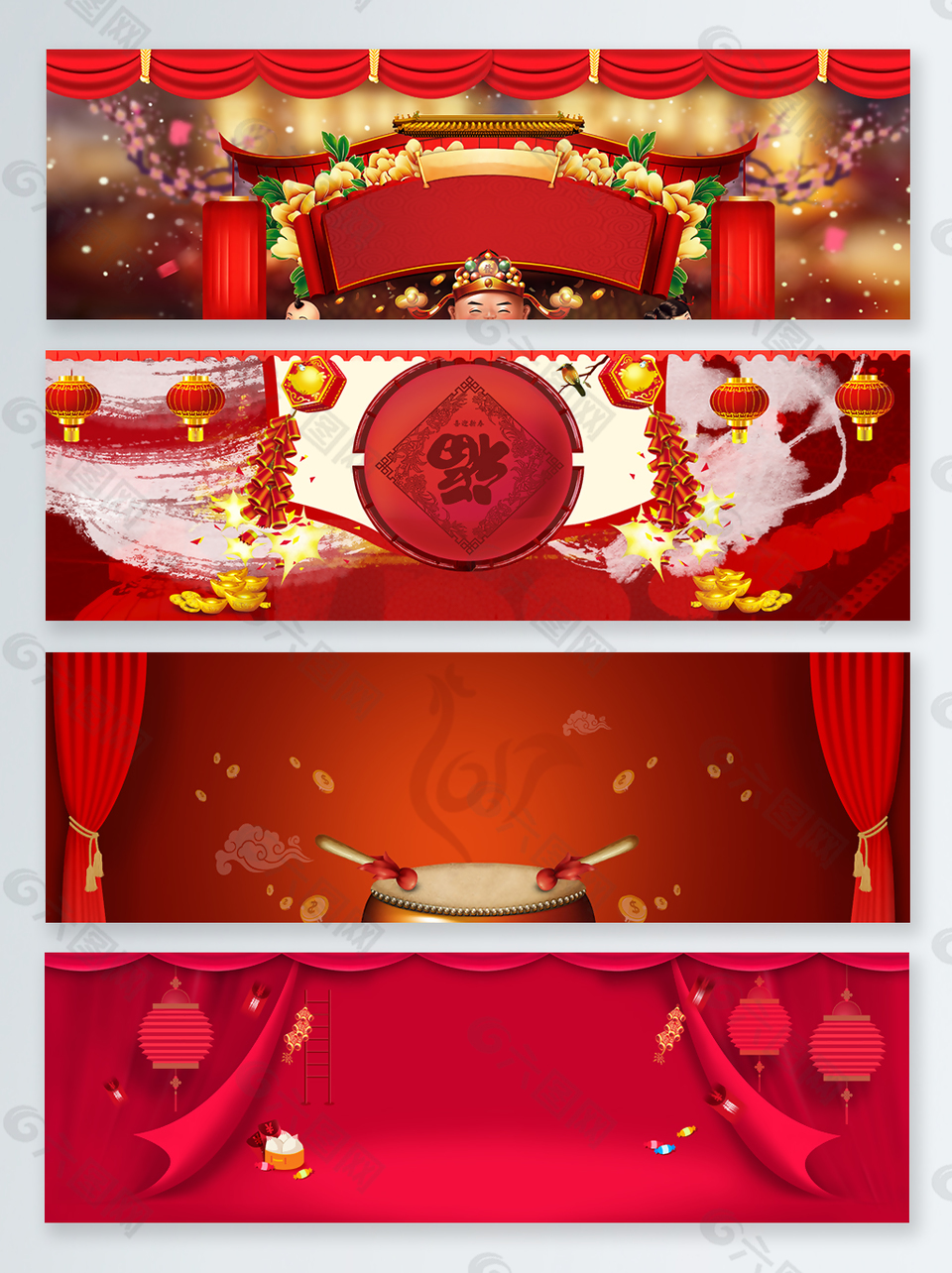 红色喜庆中国风春节banner背景