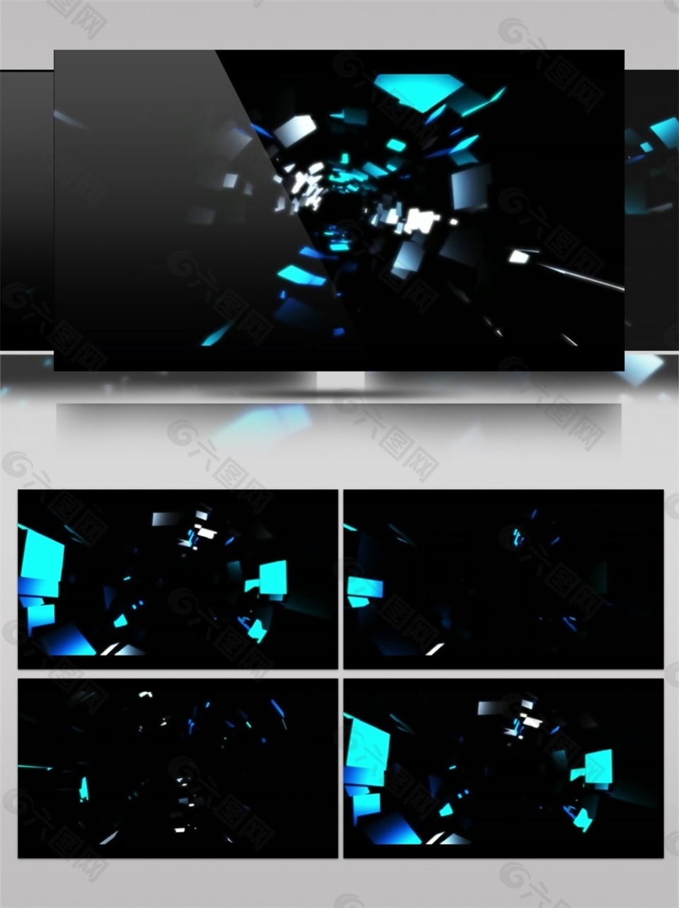 蓝光太空方块高清视频素材