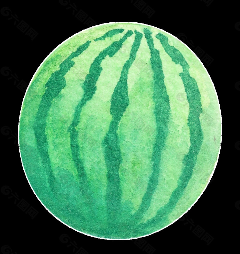 水彩手绘大西瓜透明水果素材