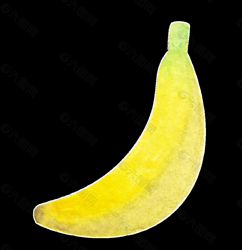 手绘水彩一条香蕉透明水果素材