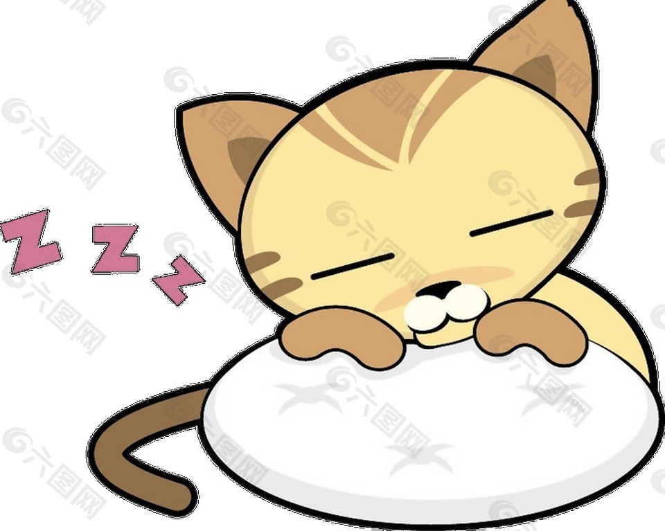 睡觉的卡通猫素材