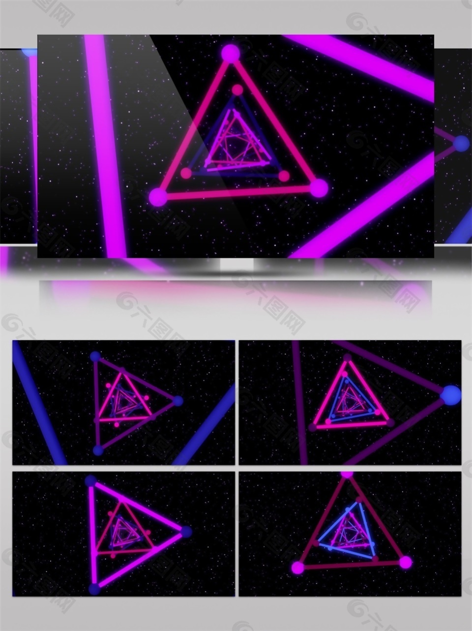 紫色动感三角高清视频素材