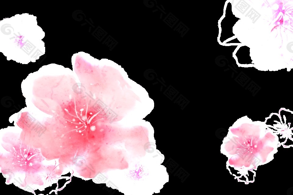 手绘朦胧美花朵透明装饰素材