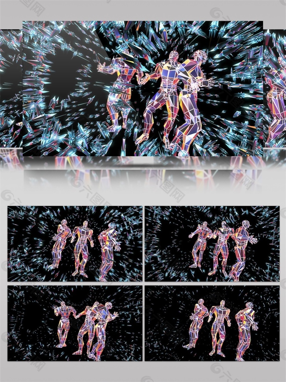 动感水晶三人舞高清视频素材
