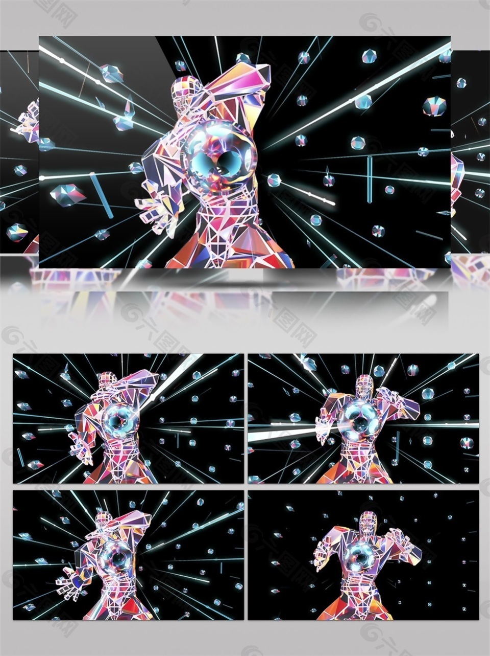彩色水晶机器人高清视频素材