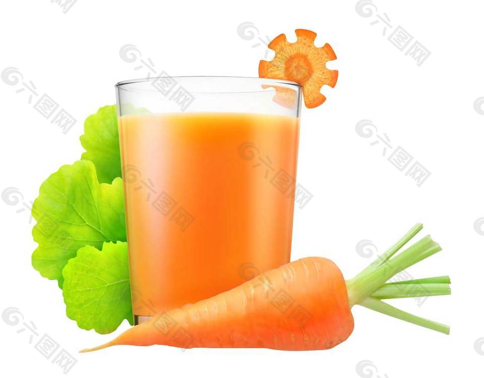 红萝卜生菜健康蔬菜汁PNG元素