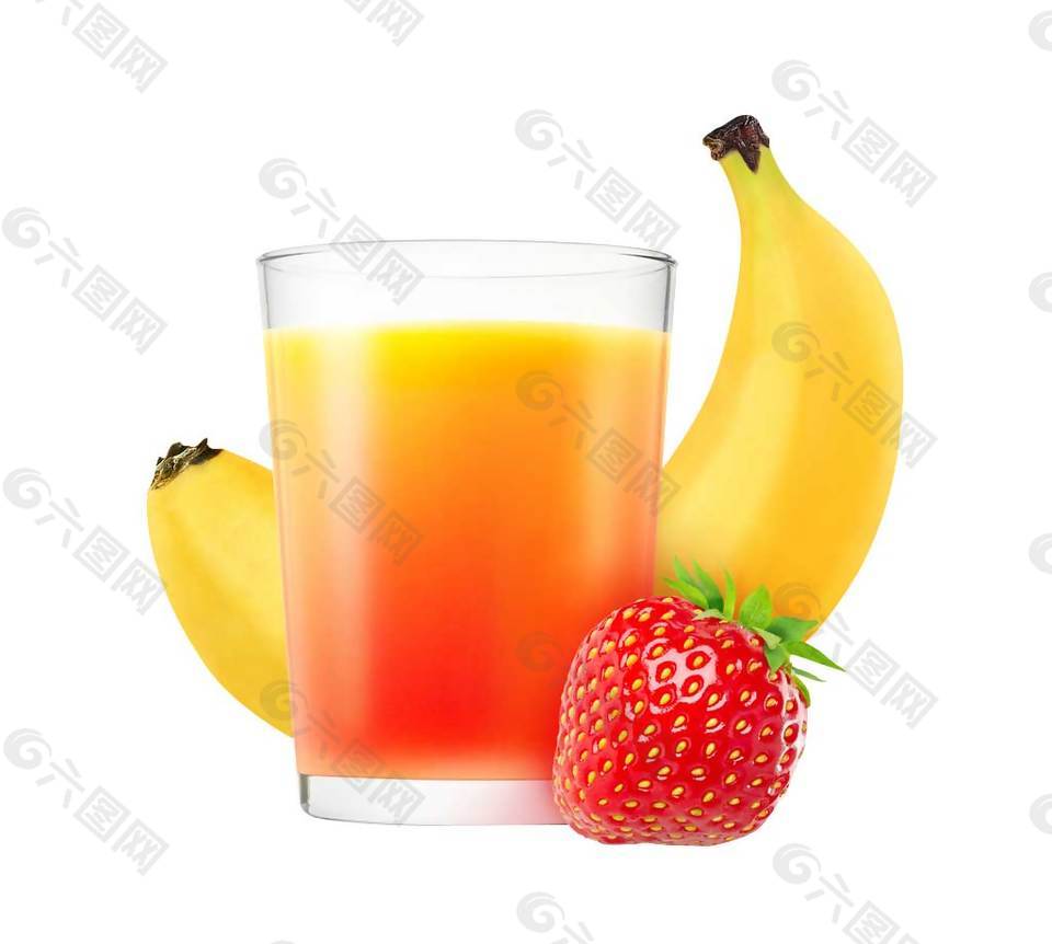 草莓香蕉果汁PNG元素