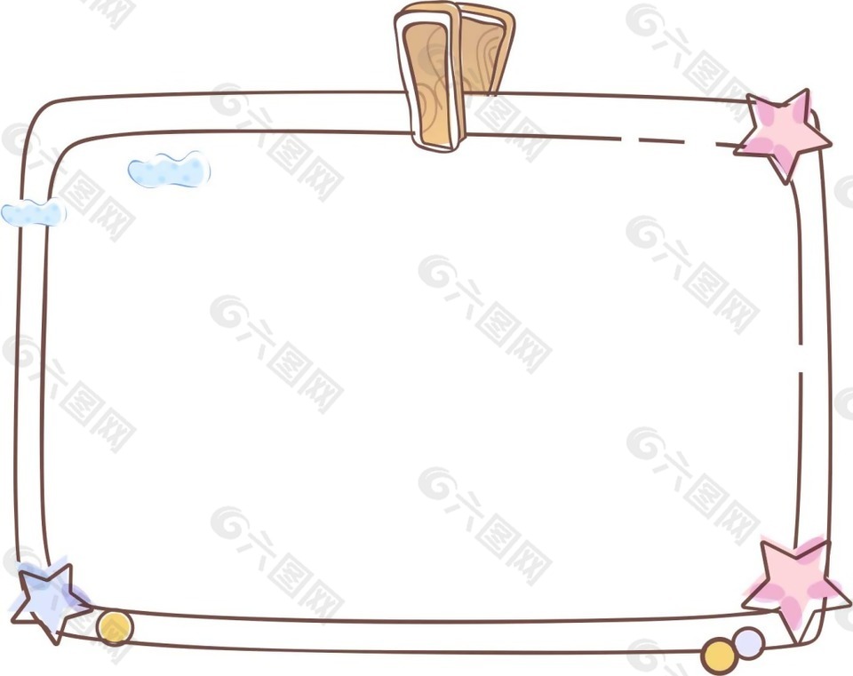 卡通白色相框png元素