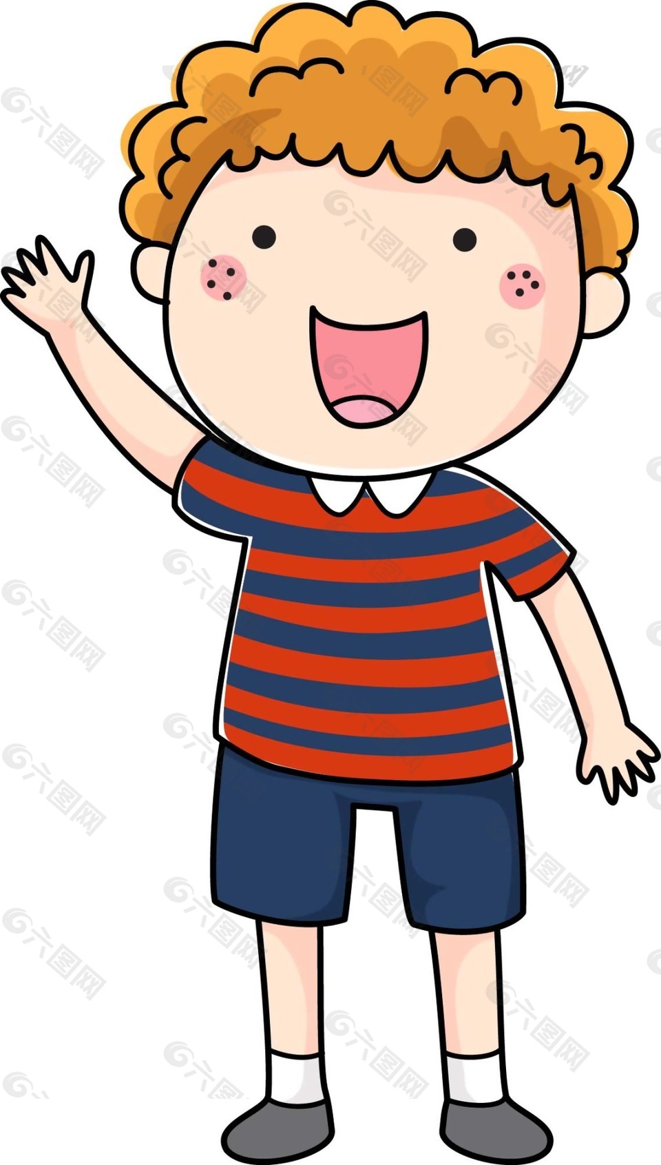 卡通打招呼男孩png元素