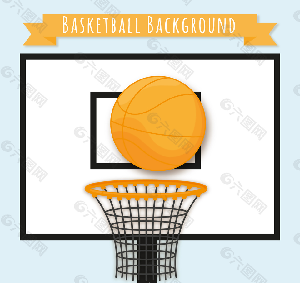 创意投进篮球架的篮球矢量图