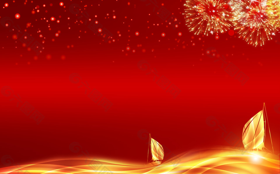 红色喜庆星光新年背景
