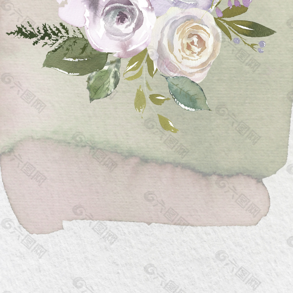手绘玫瑰花图案手绢背景图jpg背景素材