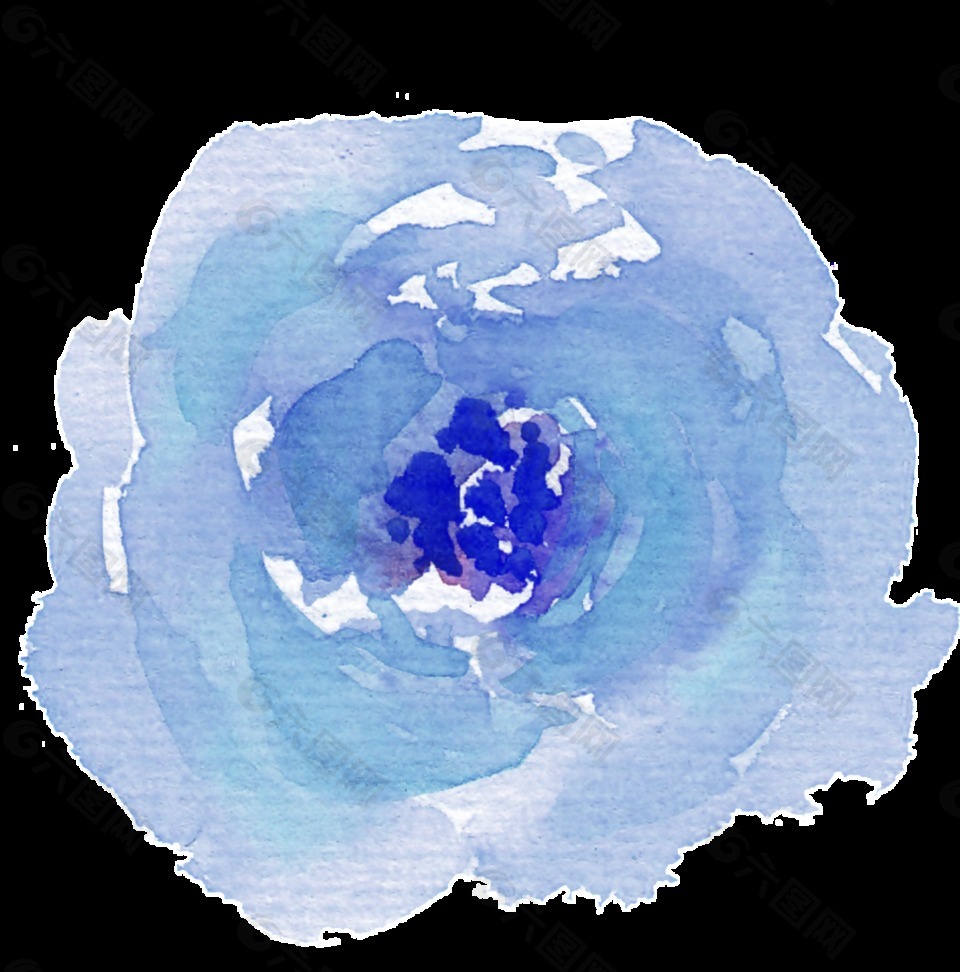 手绘紫蓝色水彩花png透明素材设计元素素材免费下载 图片编号 六图网