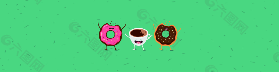 可爱卡通甜甜圈和咖啡矢量素材