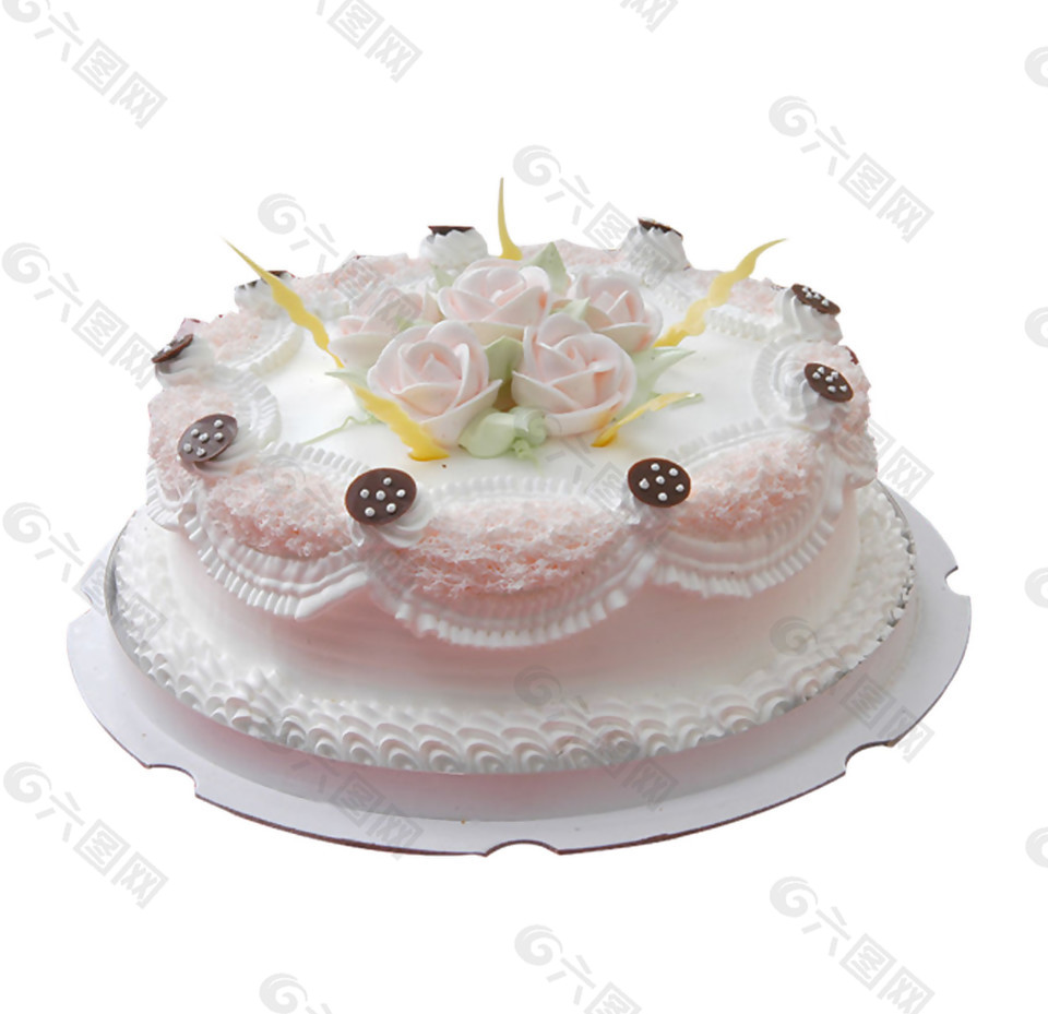 粉色花朵生日蛋糕元素