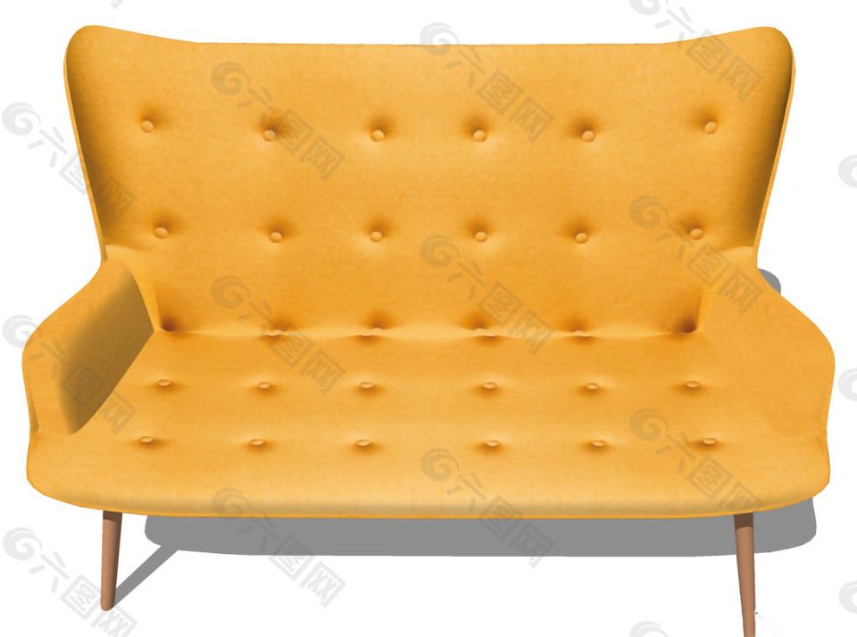 家居客厅黄色沙发su模型