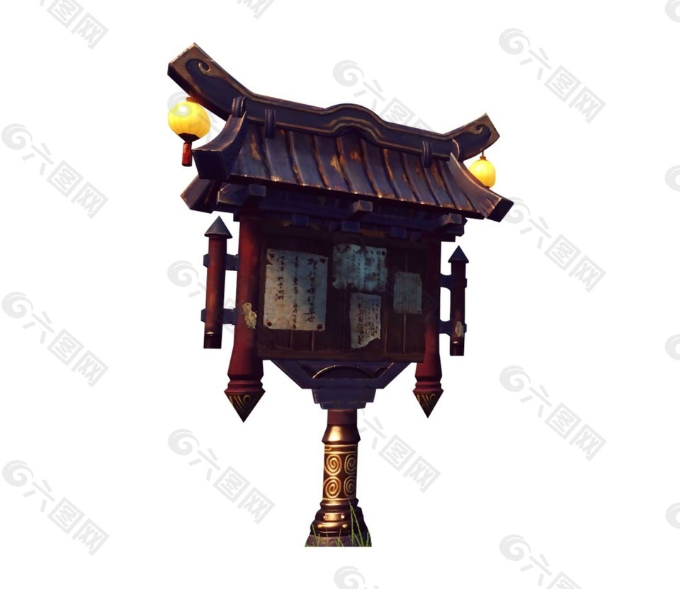 中式古代告示牌png元素