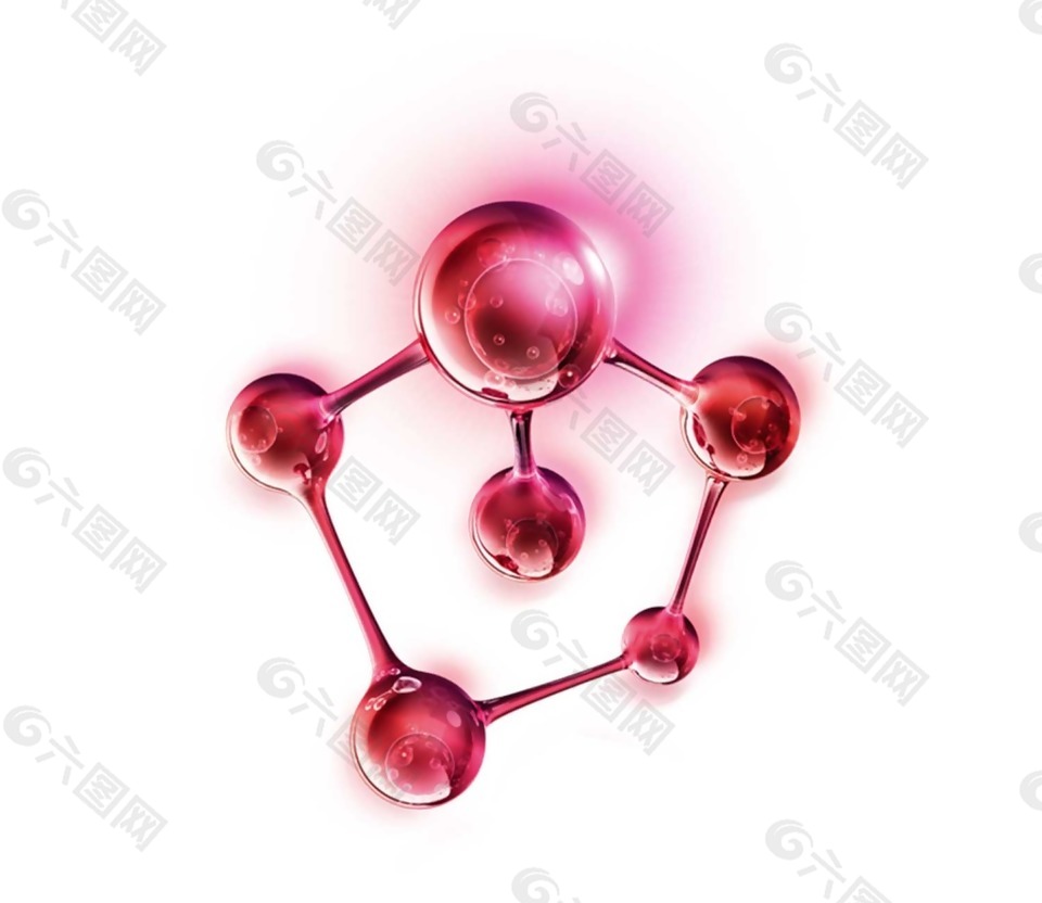 红色分子科技插画png