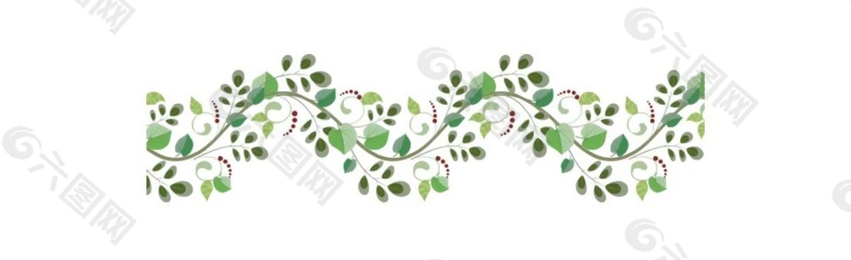 卡通绿色蔓藤树叶png元素