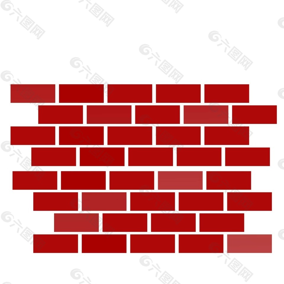 卡通红色砖墙png元素