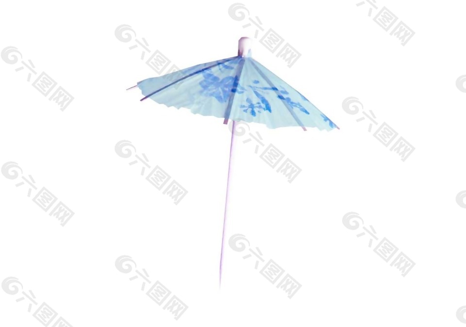 青色油伞png元素