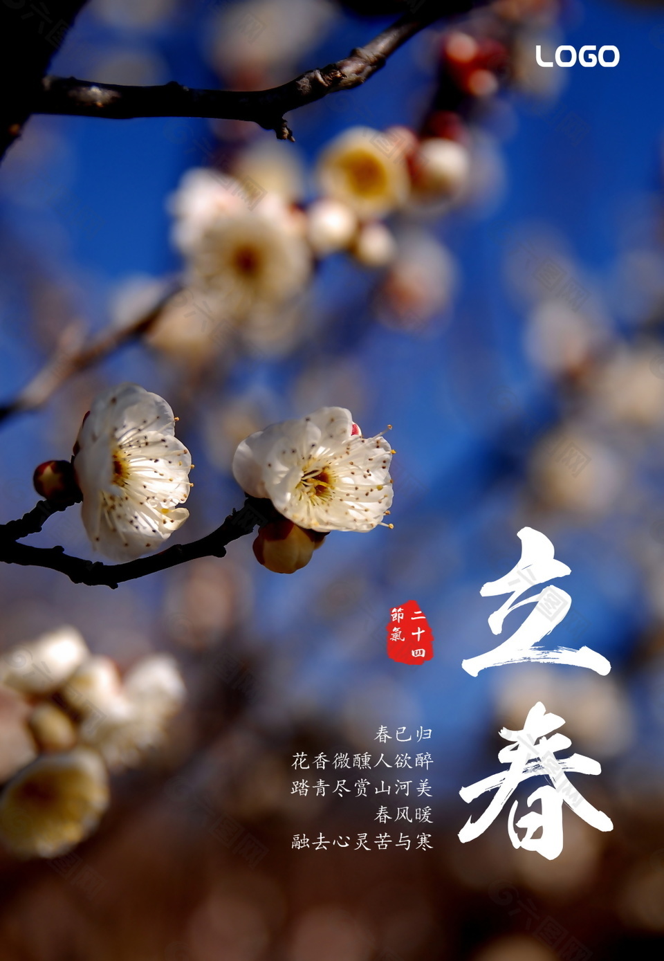 美丽花卉立春节气海报模板