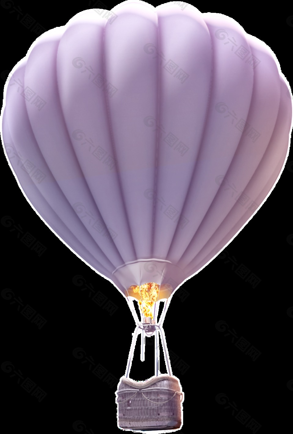 手绘紫色热气球透明素材