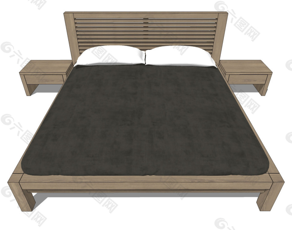 木制床铺模型效果图