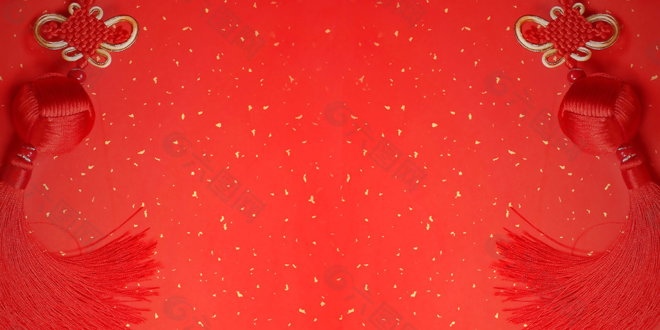 红色喜庆扁平新年背景