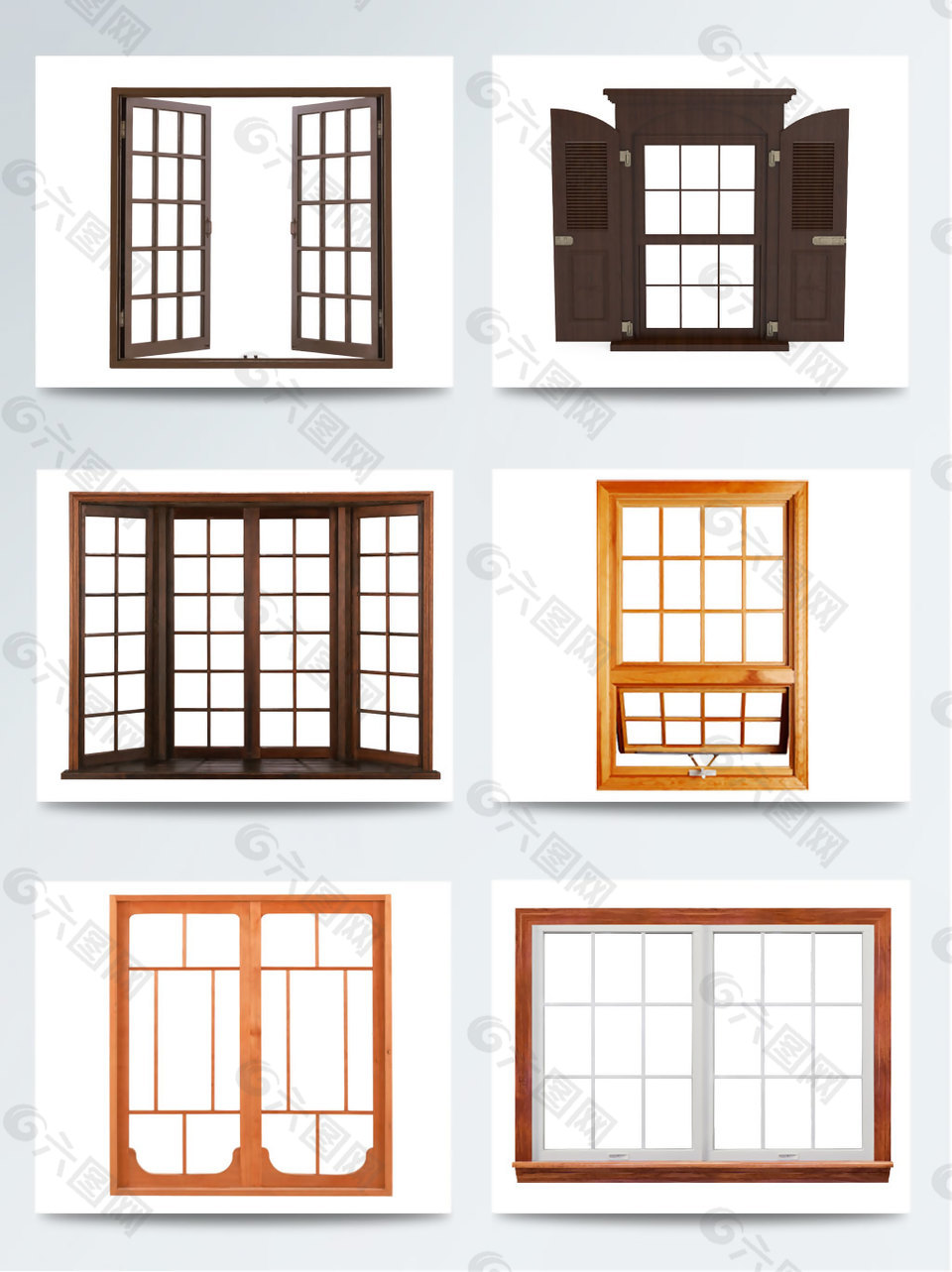 高清免扣木质窗户PNG素材