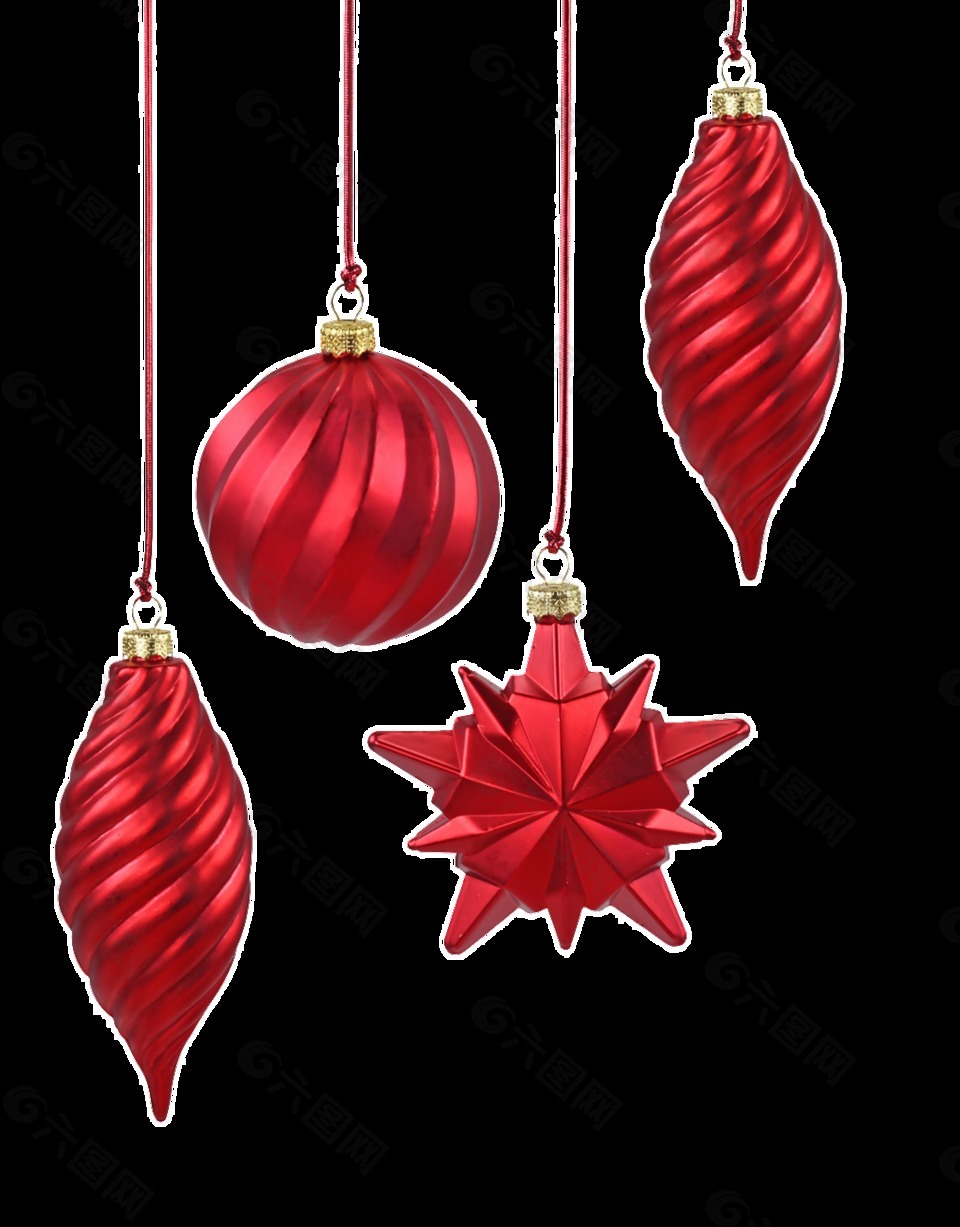 圣诞节红色吊饰透明素材