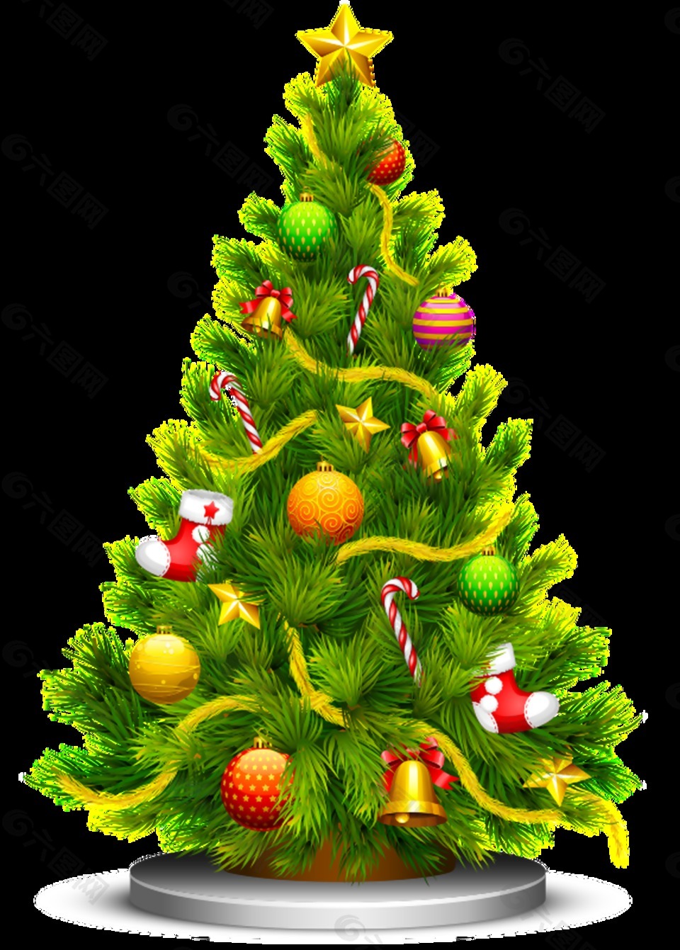 一棵挂着装饰品的圣诞树透明素材设计元素素材免费下载(图片编号:9148975)-六图网
